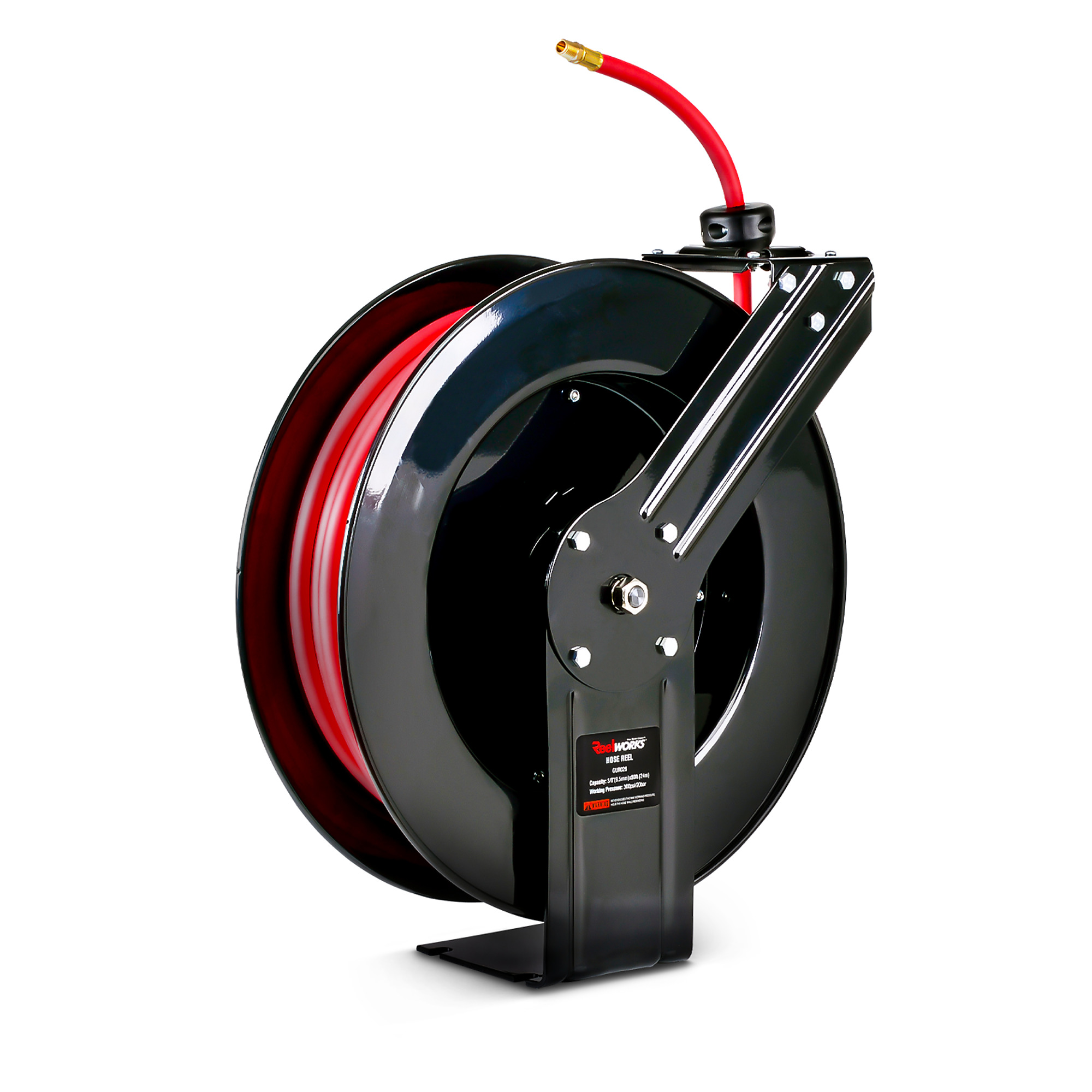 ReelWorks, Retractable Air Hose Reel 3/8in. x 80ft., Hose Diameter 3/8 in, Hose Length 80 ft, Model# TRI-GUR026